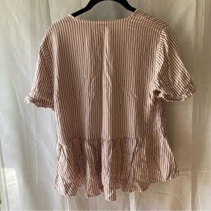 Madewell Pink and White Striped Peplum Top